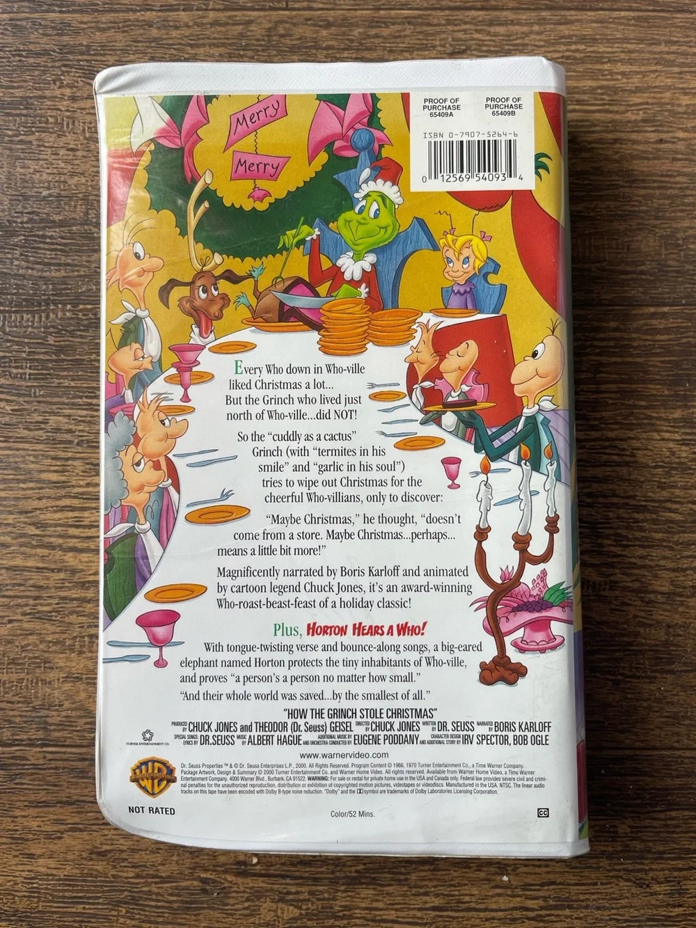 How the Grinch Stole Christmas VHS 2000 Warner Bros Dr. Seuss Horton Hears a Who
